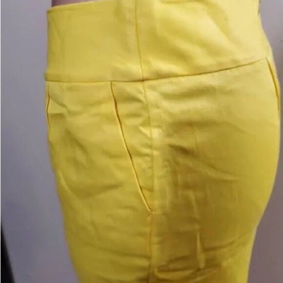 Merona Skirt Yellow Pencil Pockets Lined Slit Zipper Size 8 Office - Picture 7 of 9